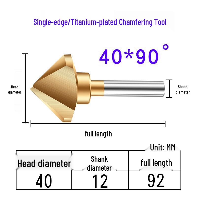 Cobalt Titanium-Plated Chamfering Drill for Stainless Steel - Single/Triple-Edge Countersink & Deburring Tool.