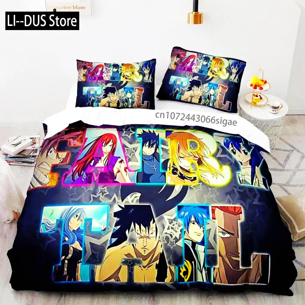 Comforter 3D Print Fairy Tail Anime Natsu Bedding Set Bed Set Comforter King Queen Size Boys Adult