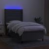 Cama con Somier con Colchón y LED Gris Oscuro 100x200 cm Tela