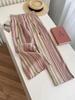 2026 Women's Pink Striped Wide-Leg Casual Relaxed Pants