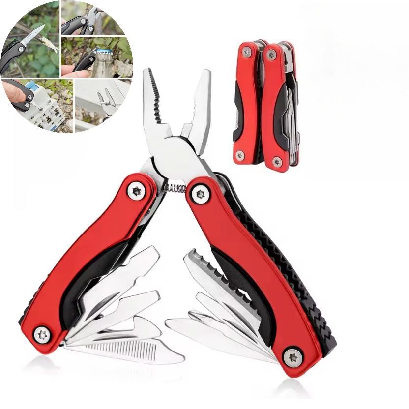 1 Stück Mini Multifunktionswerkzeug Zange 9 in 1 Edelstahl Outdoor Überleben Camping Zubehör Tragbar Faltbar Zangen Set Geschenke für Männer