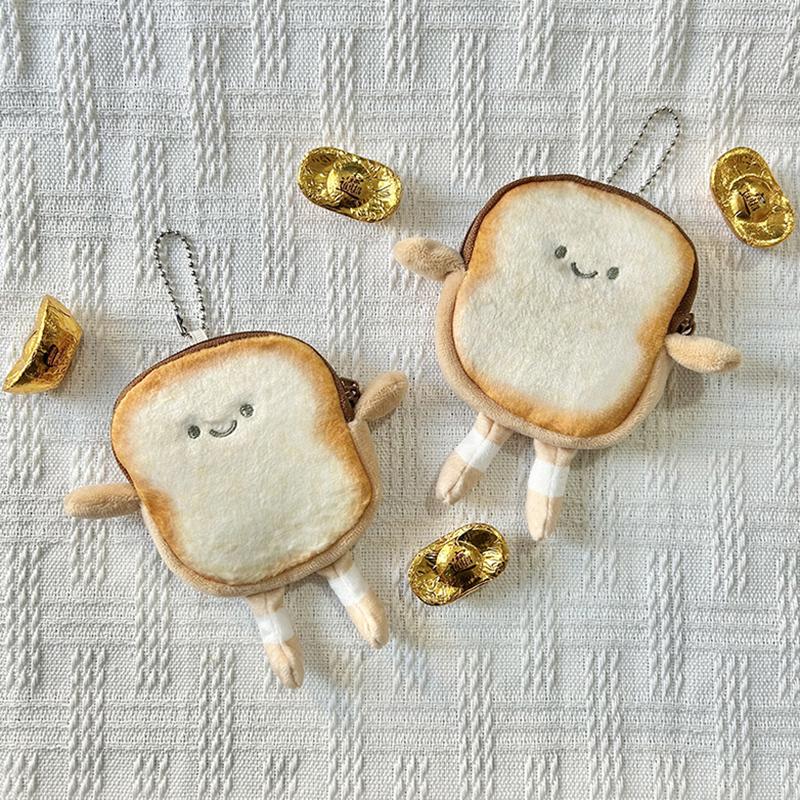 Kawaii toast plyšová mince peněženka kreativní roztomilý chléb mince pouzdro mini peněženka držák na karty klíčenka sluchátka tašky přívěsek