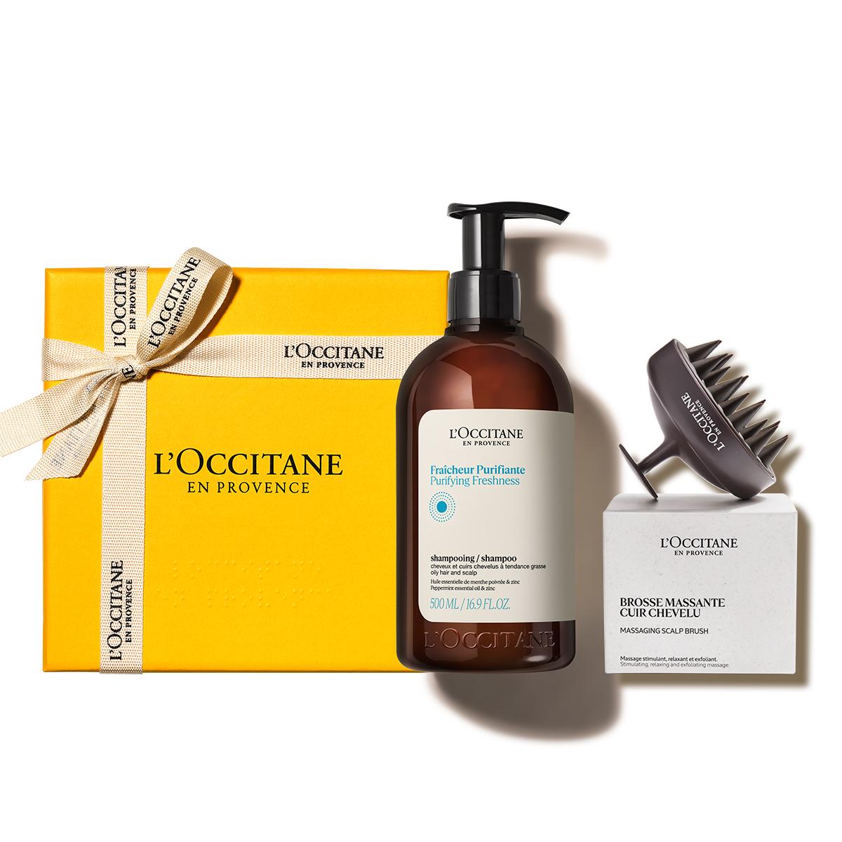 [L Occitane] Purifying Freshness Shampoo 500ml Set (+Scalp Brush)