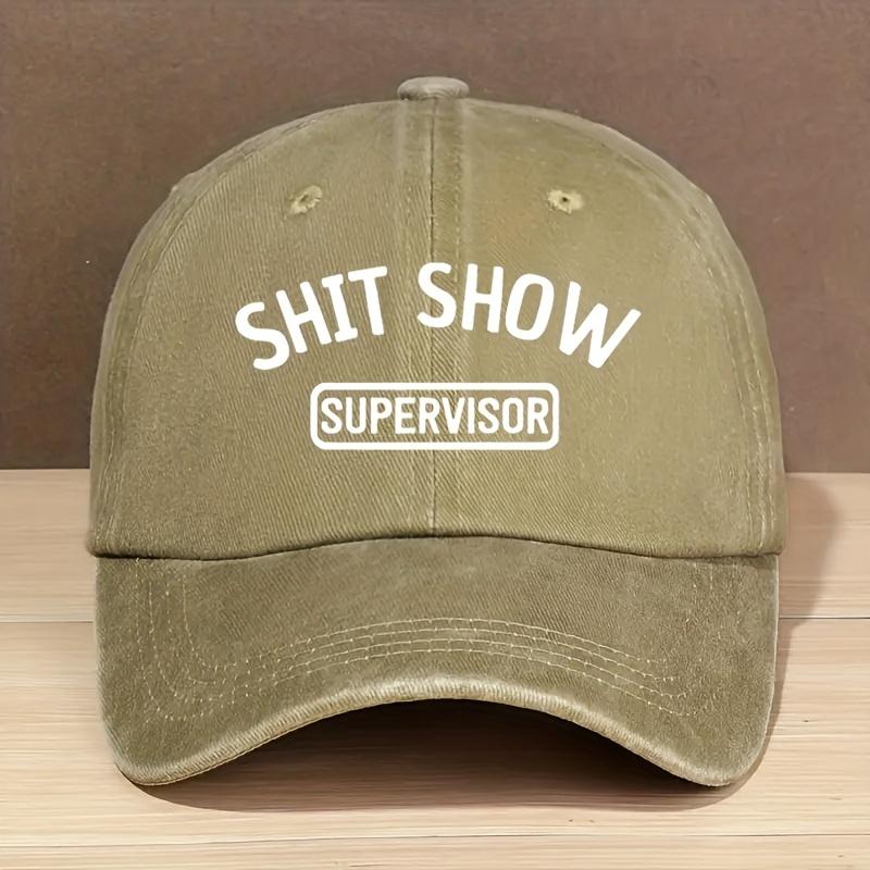 Vintage Style Baseball Cap 100 Polyester Breathable Fabric Adjustable Fashion Hat with SHIT SHOW SUPERVISOR Print