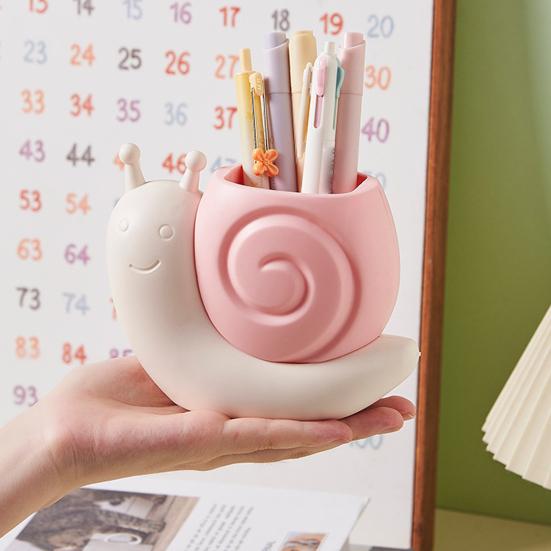 Dinosaur Egg Pen Holder Detachable Pen Holder Cute Snail-Shaped Desktop Organizer for Stationery Makeup Brushes Multifunctional Stationery Storage Box