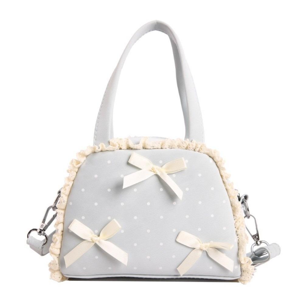 Handtasche mit oberem Griff, Pünktchen, Rüschen-Umhängetasche, Süße Leder-Umhängetasche, Einkaufen