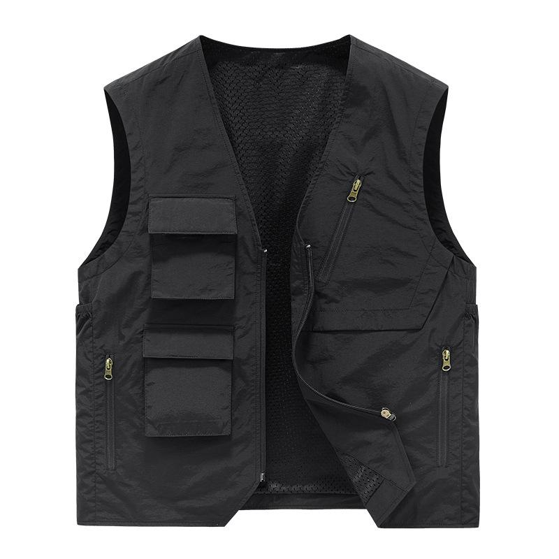 

Middle-aged and Young Men Fishing Vest Outdoor Spring and Autumn Multi-pocket Horse Clip Mountaineering Photography Vest Dad Wear Shoulder 6XL