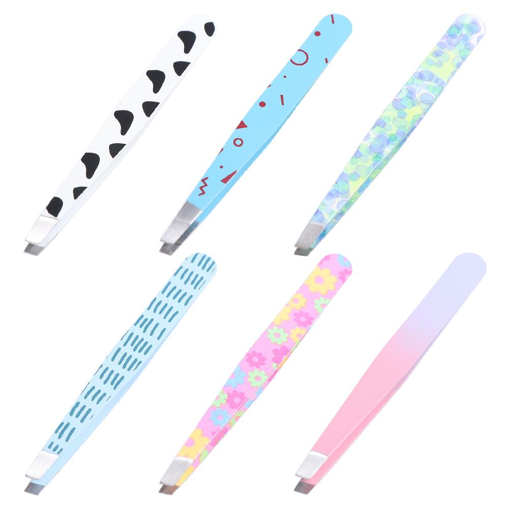 

Stainless Steel Cartoon Pattern Eyebrow Tweezers Removal Fine Hairs Slanted Eye Brow Clips Women style 5