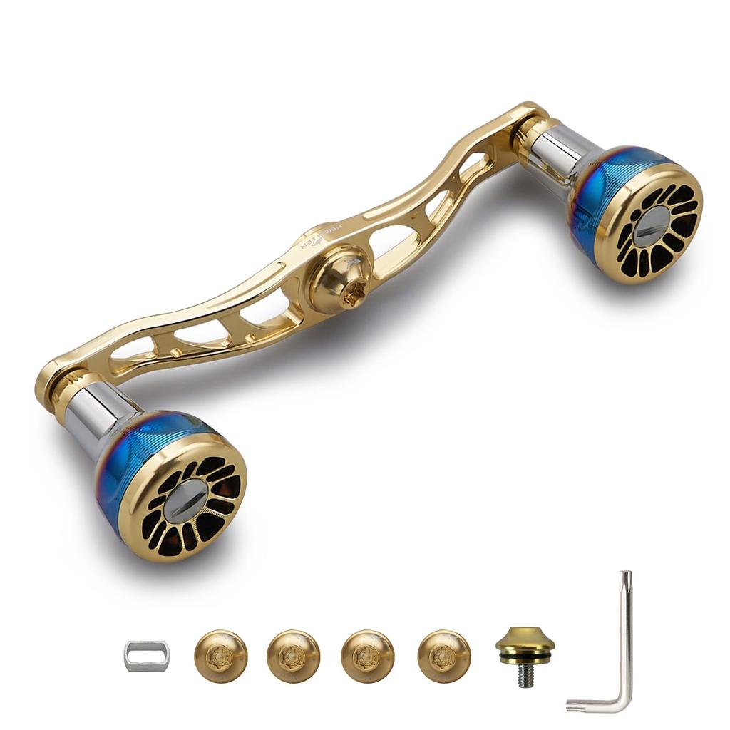 HEIGHTEN Bait Reel Handle Aviation Aluminum Shimano Daiwa Abu Garcia Universal Engn series V2.0 105/115mm (Gold, V2.0-105mm) (1074)
