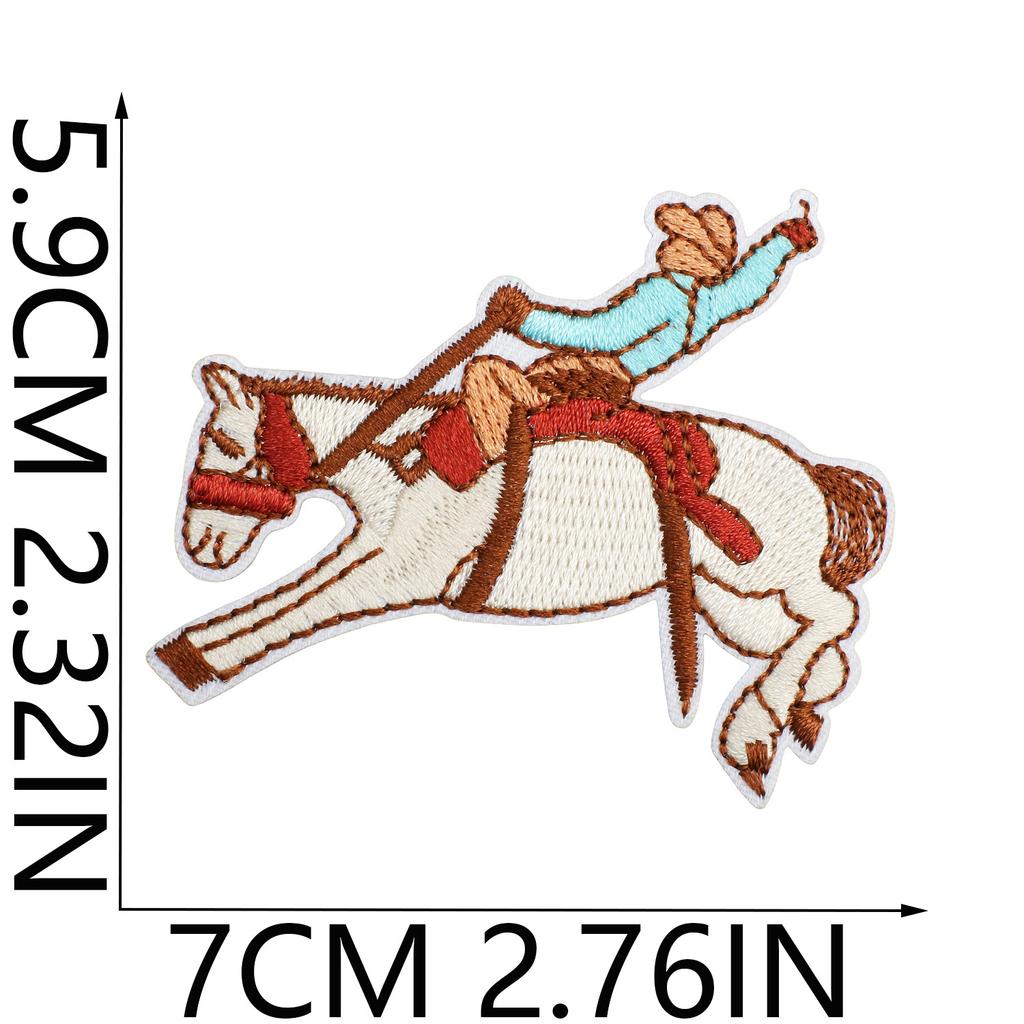 52 Pezzi Stoffa Ricamata Mista Tema Western Denim Adesivo Stile Punk Teschio Patch Adesivo Decorazione Vestiti Cactus