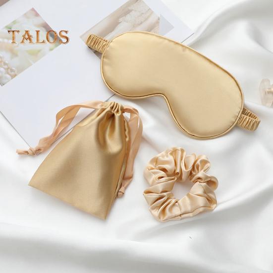 Imitated Silk Eye Cover Set Memory Foam Eye Masque 3-Piece Cloth Bag Hair Rings Storage Bag Breathable Comfortable Hypoallergenic Sleeping Shield Eye