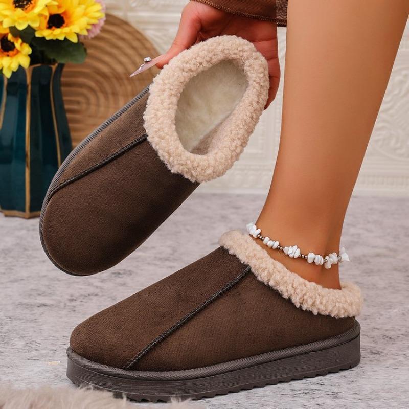 Large size flat-soled cotton shoes for women's autumn and winter new velvet thickened warm snow boots for women