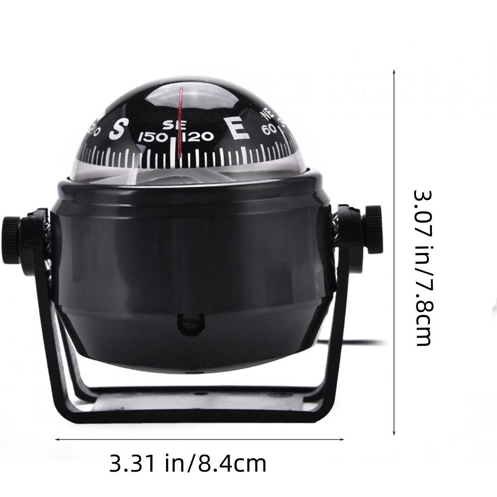  ABS Plastic Adjustable Boat Compass Dash Mount Electronic Navigation Marine Night Ball Compass For Boat, Truck, Caravan