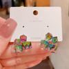 Pinkdudu Vintage Glass Geometric Block Zircon Earrings Colorful Trendy Drop Earrings Women Jewelry PD2264