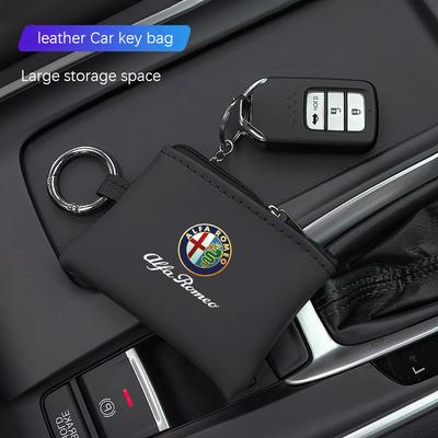 Car Leather Key Case Keychain Mini Storage Bag Auto Accessories For Giulia Stelvio Giulietta 156 159 147 Mito Tonale