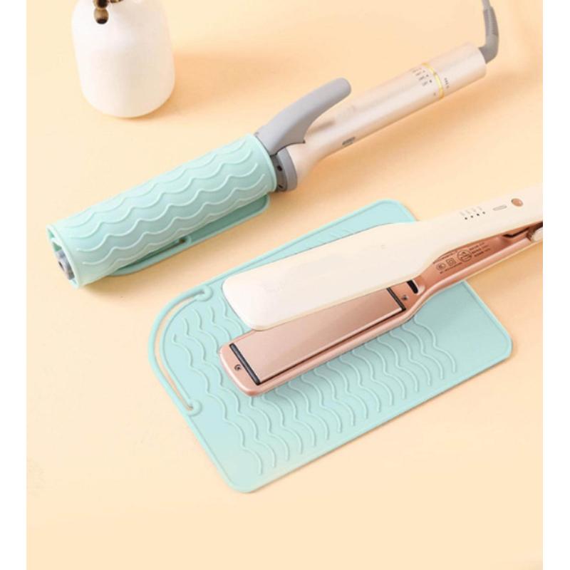 Anti-slip Silicone Heat Resistant Mat Portable Heat Insulation Pad for Curling Wand Flat Iron Hair Styling Tools