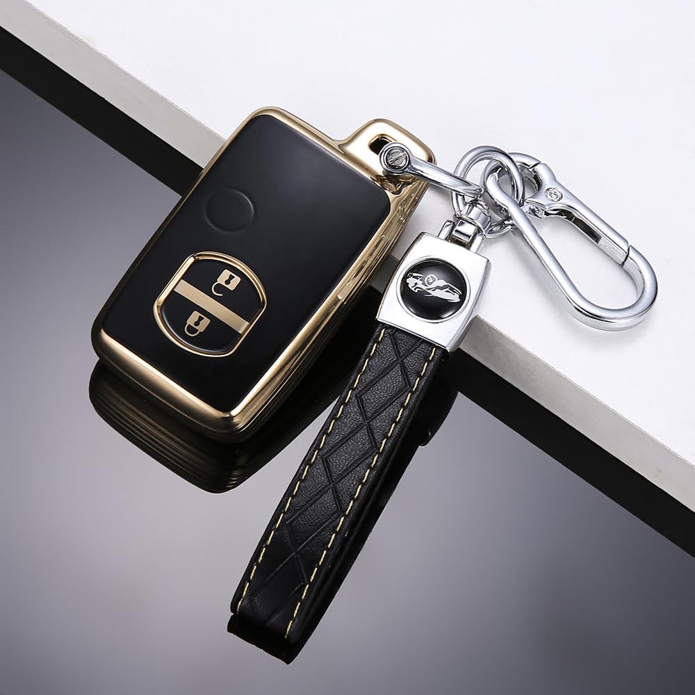 Kinotaka Toyota Exclusive TPU Smart Key Case for Prius 30 Prius Key Holder Series, Alpha, Aqua, 86, Vitz, Corolla, Etc. 2-Button (Style B, Black)