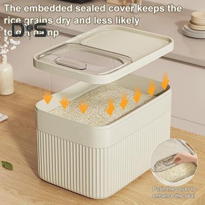 15 kg Reiseimer mit Messbecher, transparenter Abdeckung, lebensmittelechter Kunststoff, versiegelter Vorratsbehälter für Tiernahrung