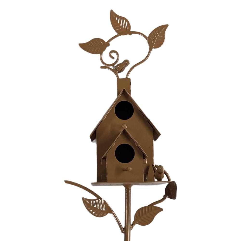 

Металлический скворечник со столбом Садовый уличный металлический скворечник Декорация Металлический кол для скворечника для украшения сада и двора