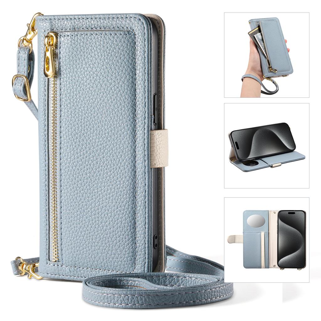 Crossbody Zipper Card Solt Wallet Leather Case For Samsung Galaxy S25 Ultra S24 Plus S23 A56 A26 A36 A16 A54 A14 A24 Book Cover
