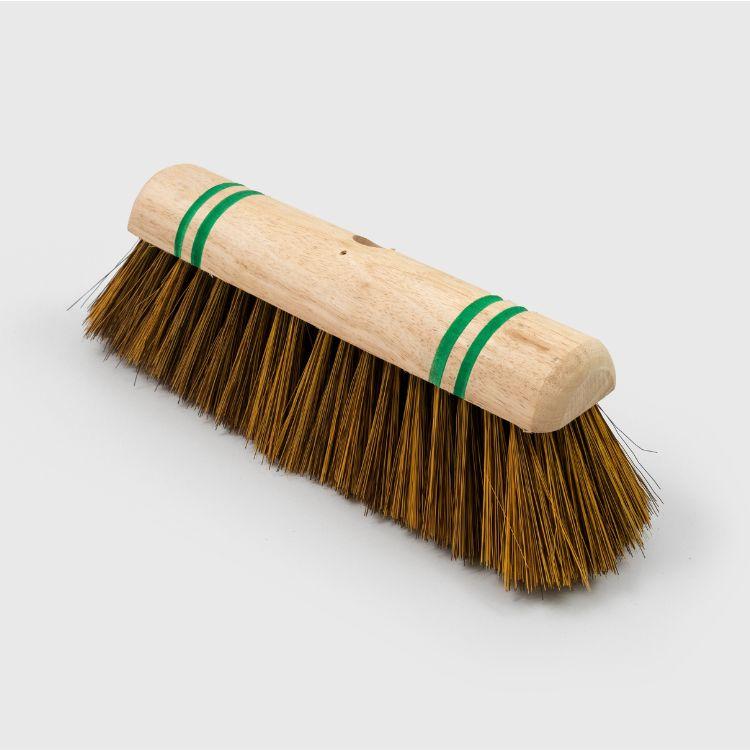 Head Only 12'' Synthetic Natural Coco Sweeping Broom Threaded Green Stripe