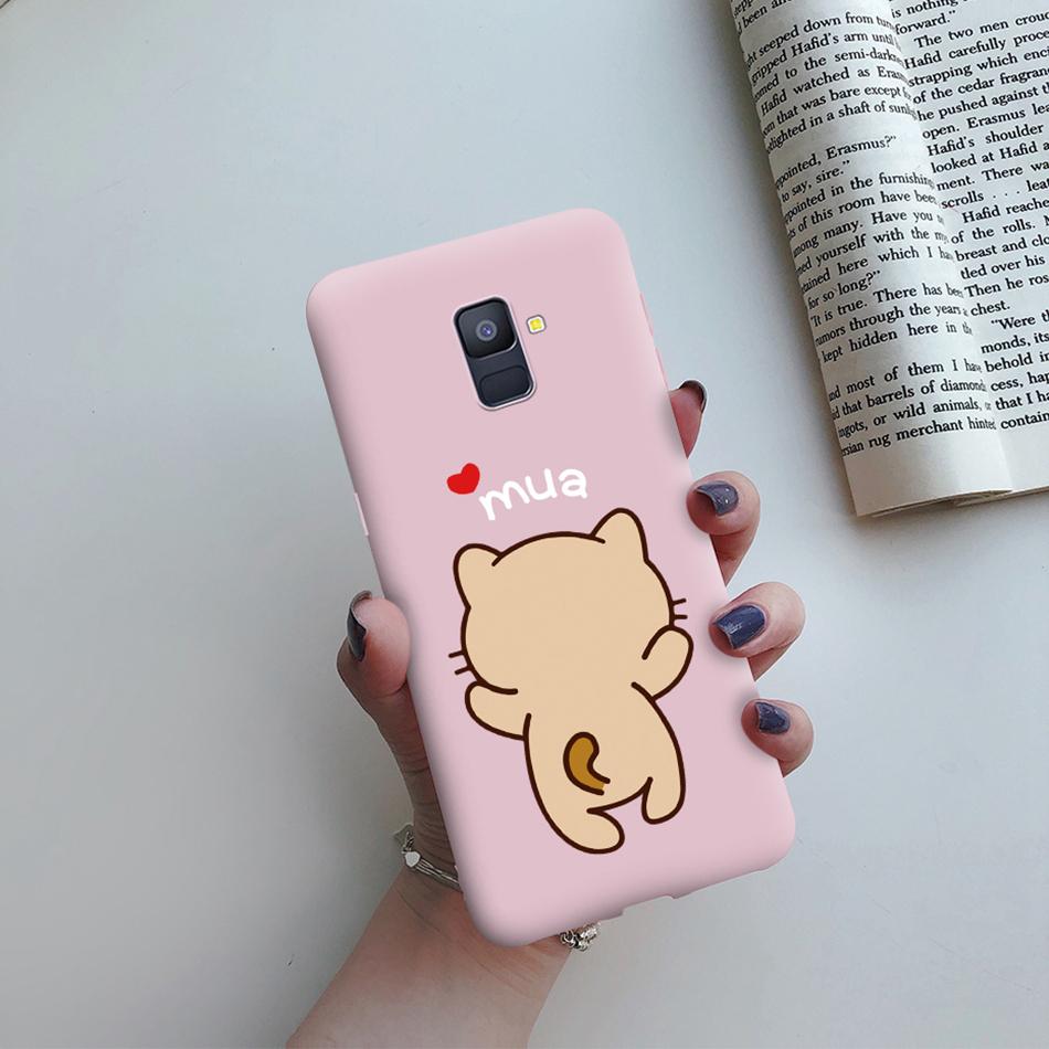 Love Heart Case For Samsung A6 2018 Cover A600F Silicon Tpu Phone Case For Samsung Galaxy A 6 A6 Plus 2018 A605F Case Cat Cactus