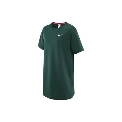 Nike Sportswear Swoosh Logo Loose Fit Round Neck Short Sleeve Dress Women Dresses Professional-Green DM6192-397