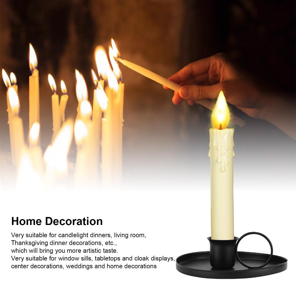 2PCS Black Retro Candle Holder Gold Iron Candleholder Wrought Iron Candlestick Party Decoration