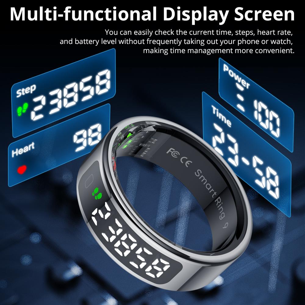 2026 COLMI R12 Smart Ring with Display Screen and Touch, Wireless Charging, Health Manager, 5 ATM Waterproof For Men Women