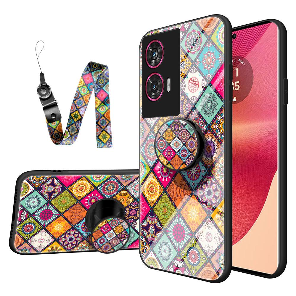 

Чехол для Motorola Edge 50 Fusion 5G с подставкой, этническим узором, из закаленного стекла, чехол для телефона со шнурком Color Pattern