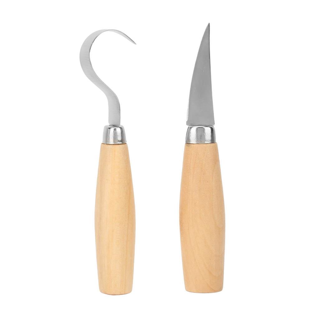 

2pcs Stainless Steel Woodworking Engraving Knives Tools Wood Carving Knife Curved Straight