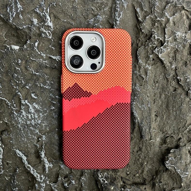 Applicable To Apple 16promax Kevlar Texture Mobile Phone Case iPhone15 Metal Frame 14 Anti-drop Protective Case