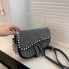 Monochromatic Colorful Shoulder Bags for Women Saddle Type Zipper Package Cover PU Bags Fashion