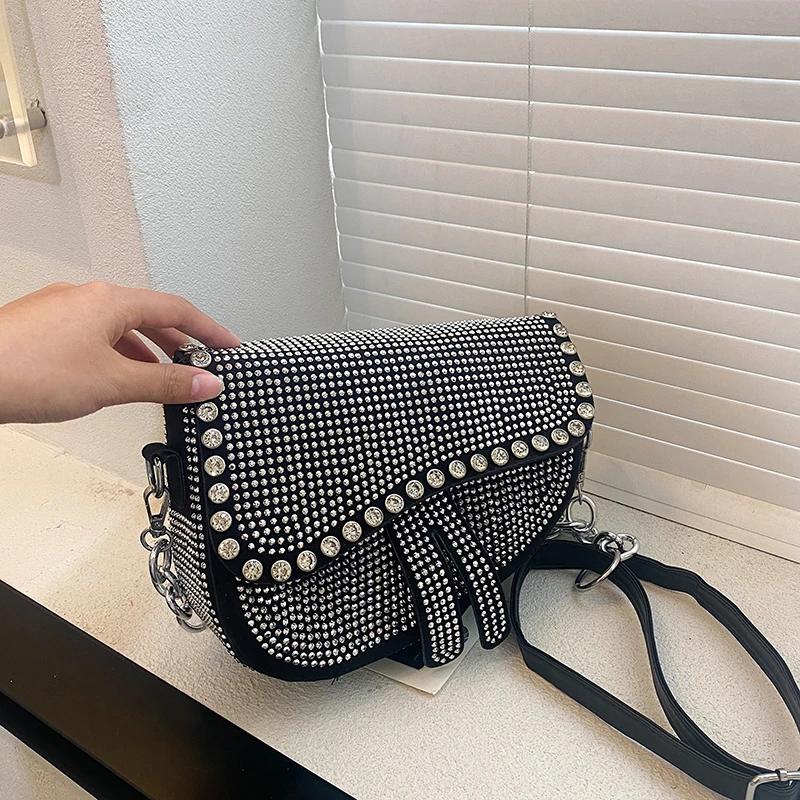 Monochromatic Colorful Shoulder Bags for Women Saddle Type Zipper Package Cover PU Bags Fashion