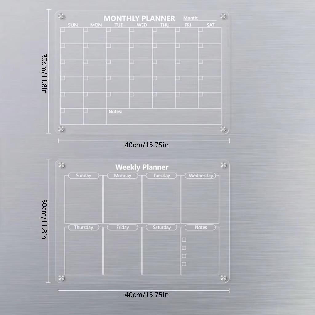 Planer Dzienny Tygodniowy Wielofunkcyjny przezroczysty magnetyczny kalendarz Tablica do planowania Wielokrotnego użytku Notatnik Magnetyczna naklejka na lodówkę