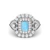 6X4MM Cushion Larimar Gemstone 925 Sterling Silver Solitaire Halo Women Engagement Ring