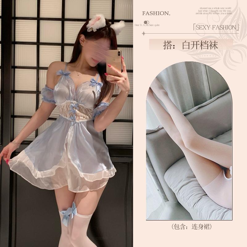 Sex Lingerie Maid Outfit Abstinence Department Large-scale Qqny Couple Love Fun Perspective Bright Sexy Pajamas