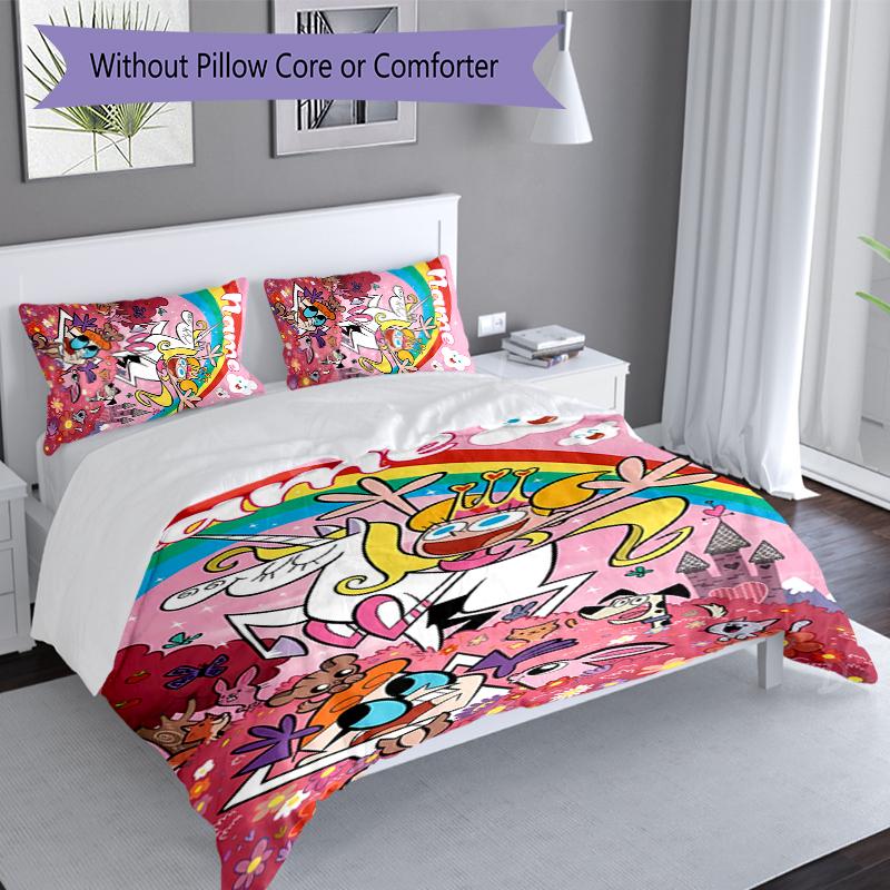 3pcs Custom Name Dexter's Laboratory Set,Includes 1 Duvet Cover and 2 Pillowcases,All-season Bedroom Decor