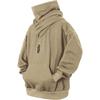 Mens Oversized Hooded Sweatshirt With Stacked Turtleneck Loose Fit Streetwear Winter Warm Fleece Lined