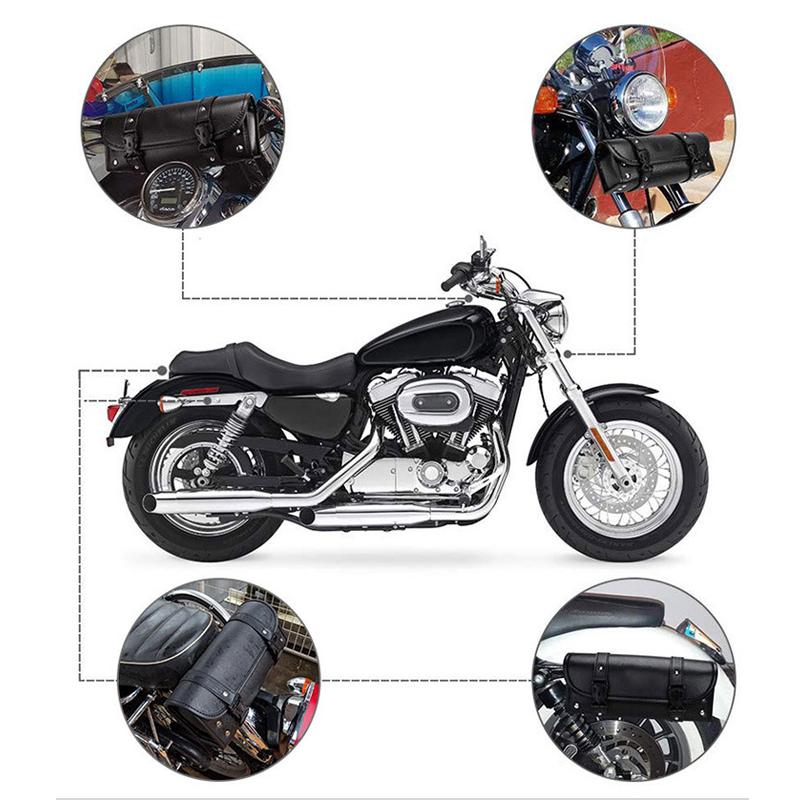 1 Pc Universal Motorcycle Waterproof Tool Bag Leather Travel Pouch Front Luggage Bag for Harley Bobber/Suzuki/Honda/Yamaha
