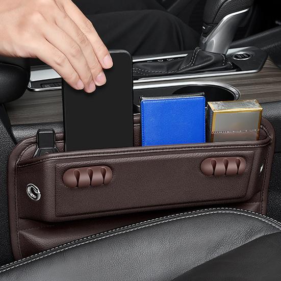 Faux Leather Car Seat Gap Filler Center Console Seam Organizer Storage Box Plug-In Vehicles