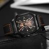 Fashion Square Big Dial Men Watches Luxury Leather Strap Sport Quartz Watch Casual Man Wristwatch Clock Gifts Montre Homme