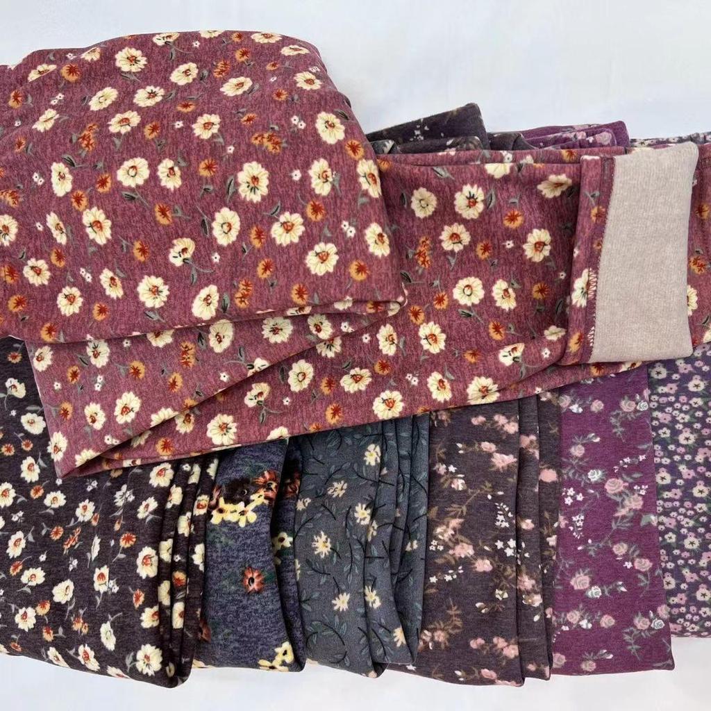 Women's Plus Size Fall Pants: Soft Fleece, Print, Loose Fit for Middle-aged & Elderly