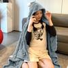Cozy Plush Hooded Shawl Blanket Soft Warm Wrinkle-Free Nap Casual Shawl Blanket
