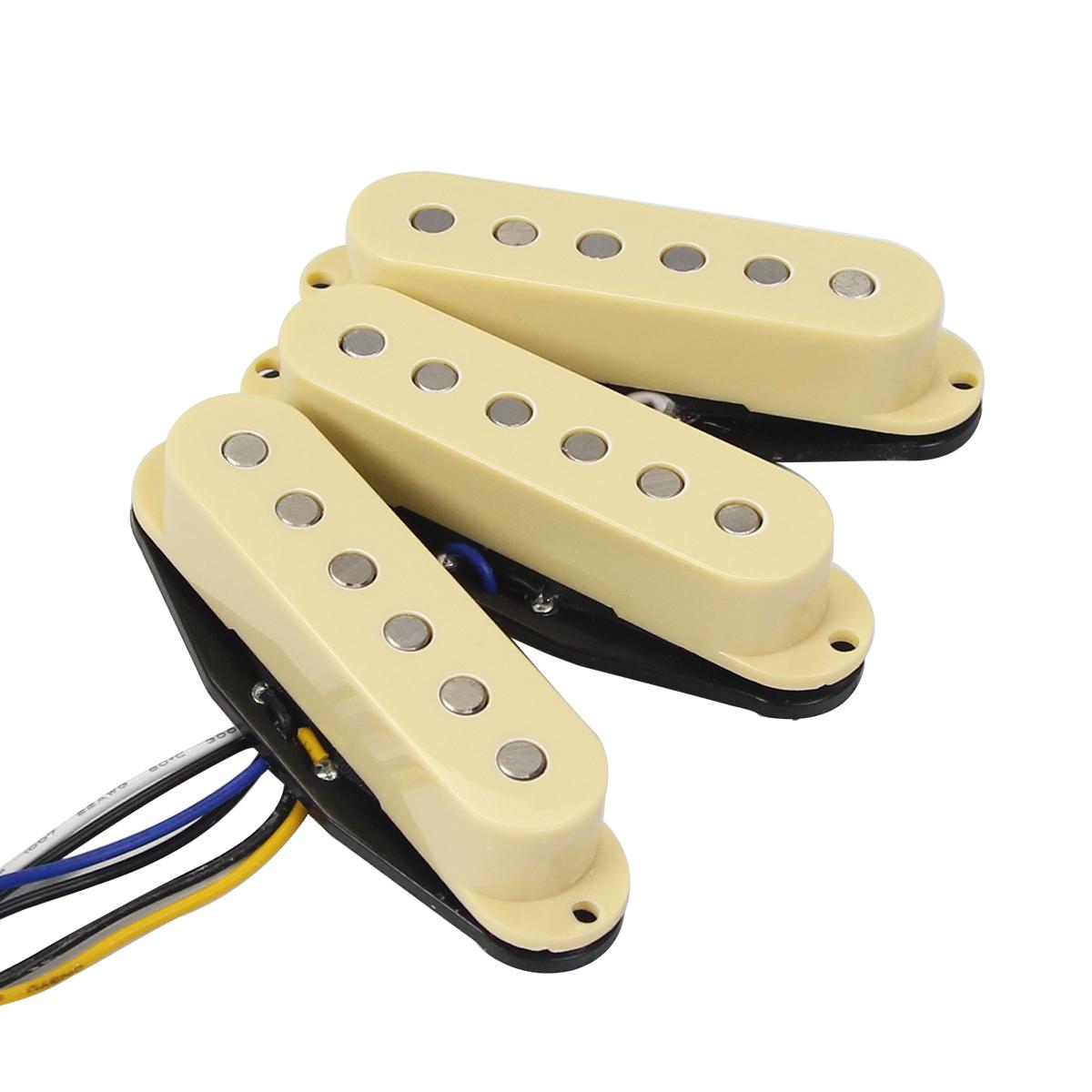 FLEOR 3PCS Cream Vintage Alnico 5 Single Coil Pickups Neck Middle Bridge Pickups Set Flat Top Pole for FD ST Guitar Parts China Mainland