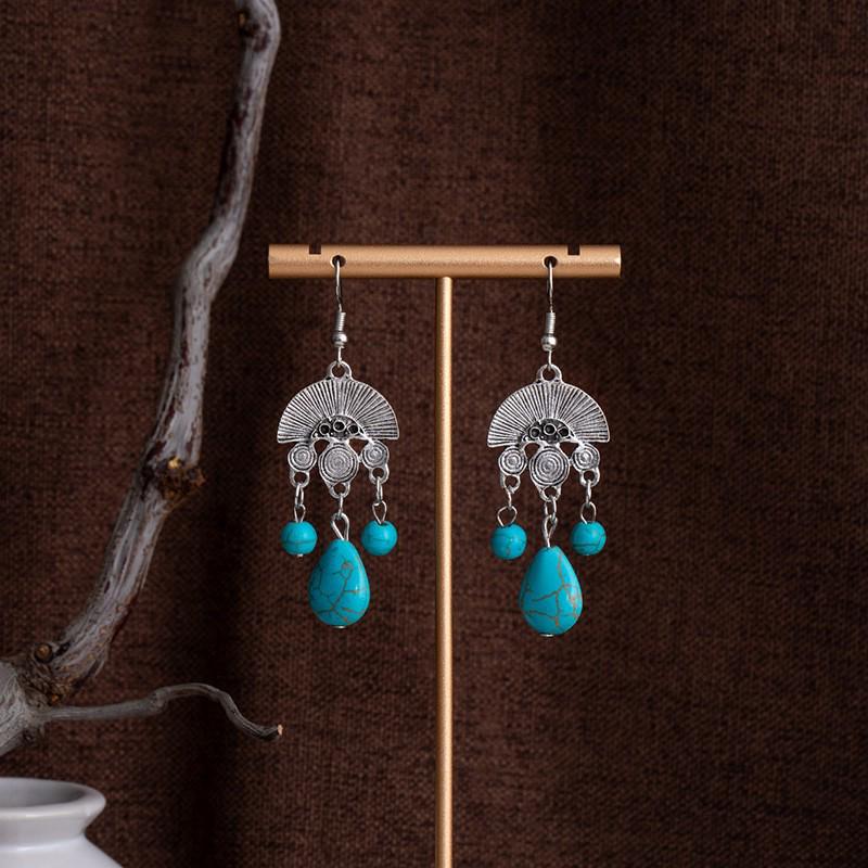 Tibetan Ethnic Bohemian Tassel Turquoise Earrings