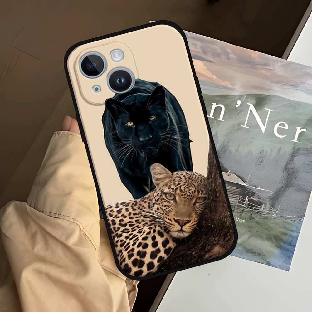 F-Ferocious Leopard Phone Case For IPhone 1716 15 14 13 Pro Max 11 12 Mini X Xs XR Black Silicone Cover