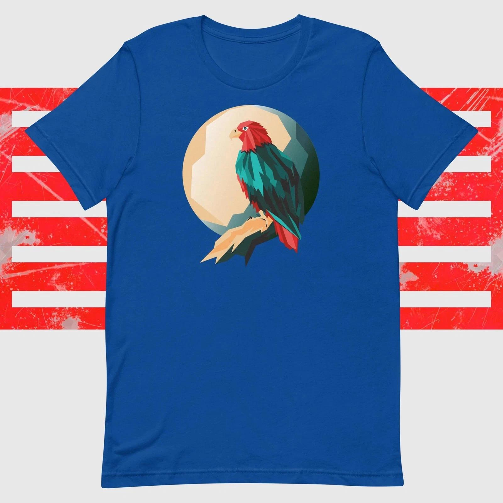 Geometric Bird Graphic T- Shirt – Nature Cotton Tee M
