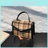 Elegant Women's Small Square Bag In Trendy Plaid Pattern Perfect For Fall Winter Use