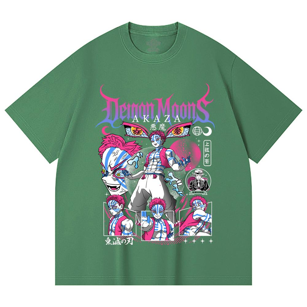 230 Gsm 100% Cotton Demon Slayer V31 Akaza Print Unisex Heavy Cotton T Shirt